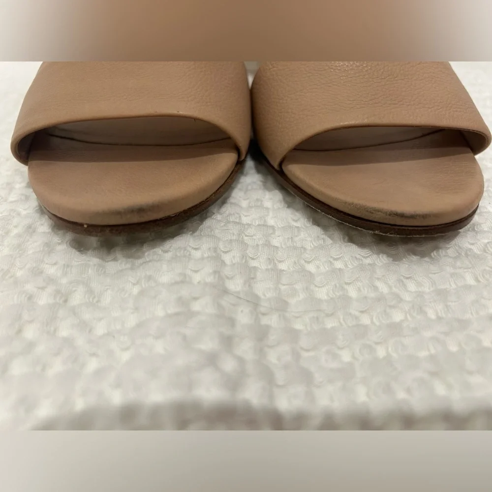 Vince Nude Tan Leather Ankle-Wrap Wedge Sandals